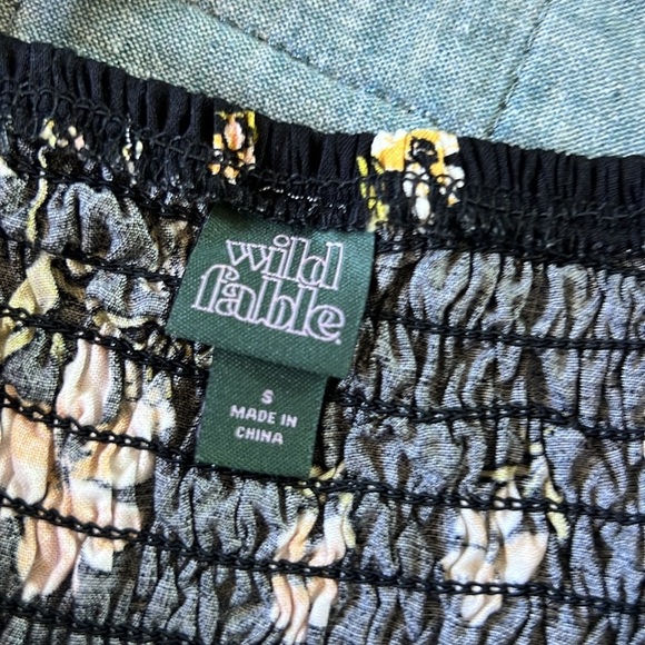 Square Neck Floral Tie Back Mini Dress in Floral Black - Picture 6 of 10